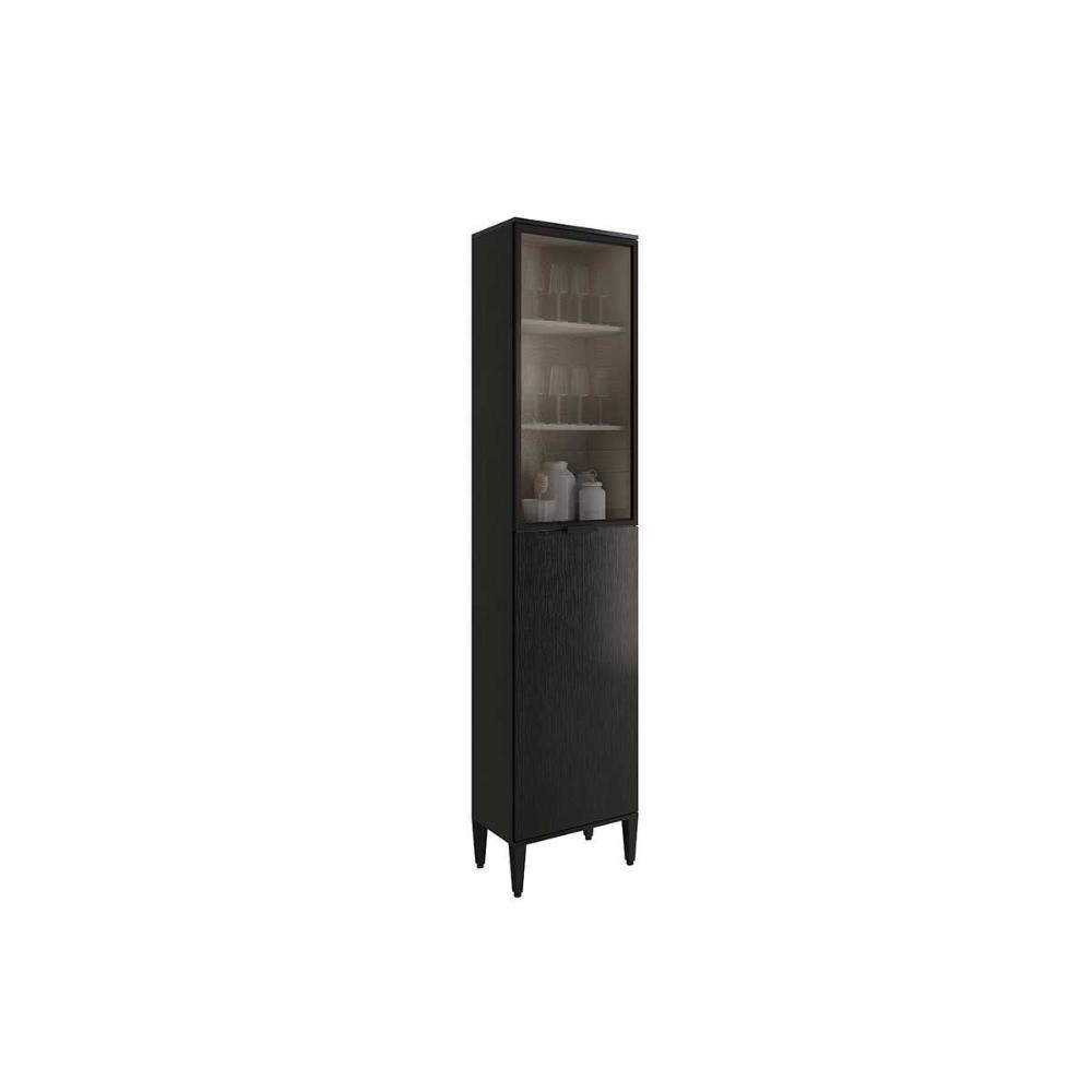 Paneleiro De Cozinha Modulado Alpha 2509 C- 2 Portas (1 C- Vidro) 50cm Preto - Carraro - 1