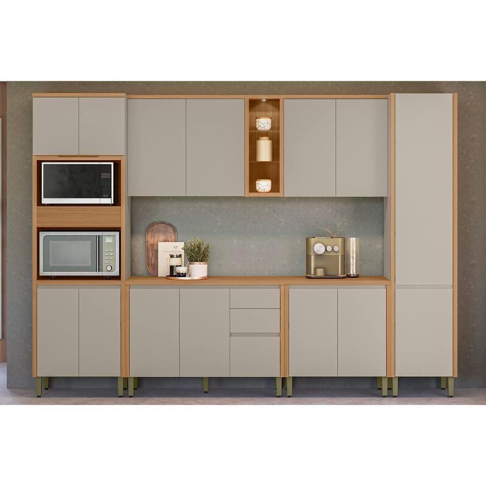 Kit Cozinha Modulada 6 Peças Allure (2aéreos+2balcões+1paneleiro+1torrequente) Cp19 Jequitiba-gris Fosco - Linea Brasil - 1