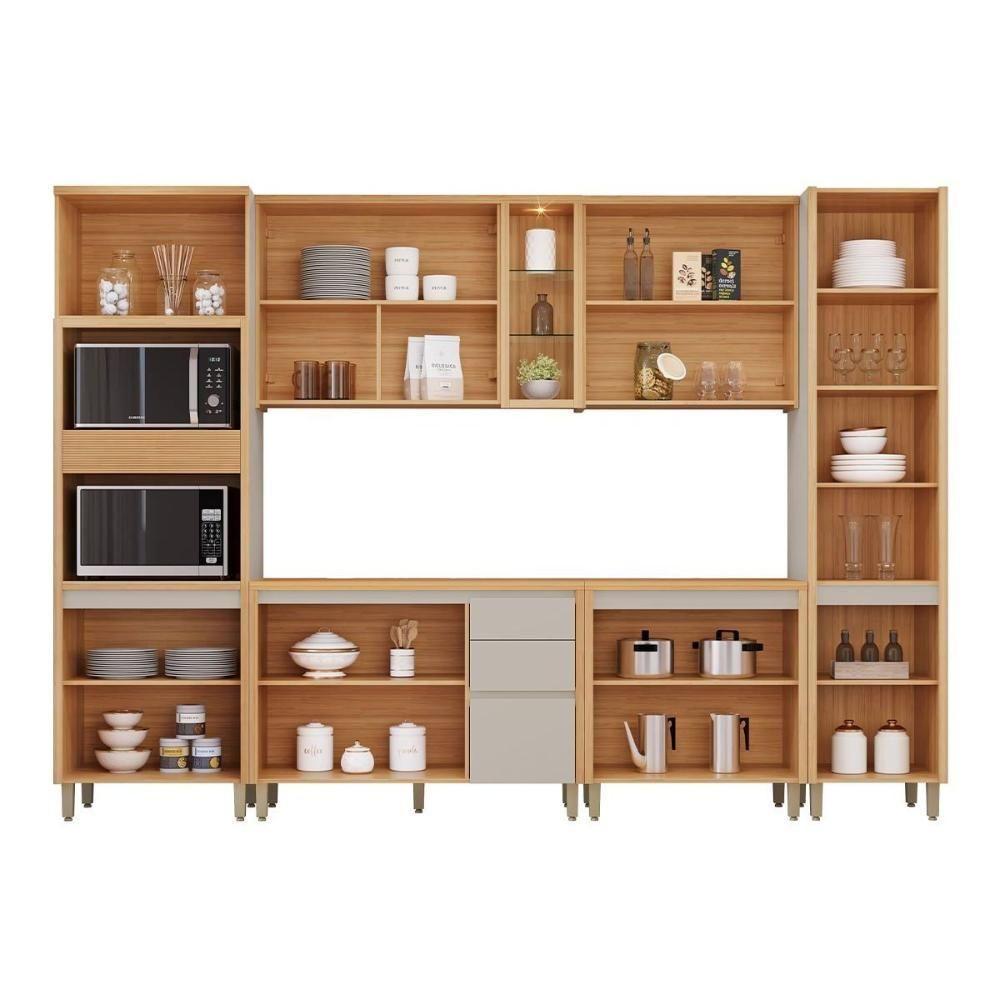 Kit Cozinha Modulada 6 Peças Allure (2aéreos+2balcões+1paneleiro+1torrequente) Cp19 Jequitiba-gris Fosco - Linea Brasil - 3