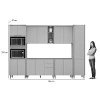 Kit Cozinha Modulada 6 Peças Allure (2aéreos+2balcões+1paneleiro+1torrequente) Cp19 Jequitiba-gris Fosco - Linea Brasil