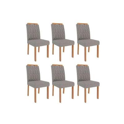 Kit 6 Cadeiras De Cozinha Paola Wood 6 Un Carvalho-linho Grafite - Cimol