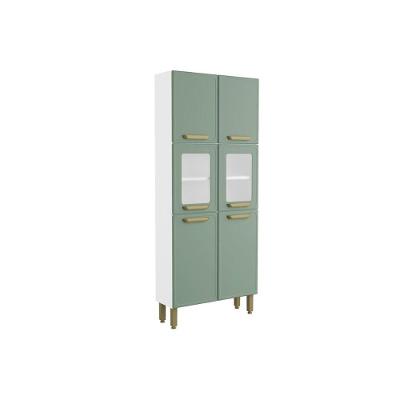 Paneleiro De Cozinha Bella C- 6 Portas (2 C- Vidro) 80cm Verde - Bertolini