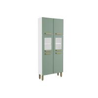 Paneleiro De Cozinha Bella C- 6 Portas (2 C- Vidro) 80cm Verde - Bertolini - 1
