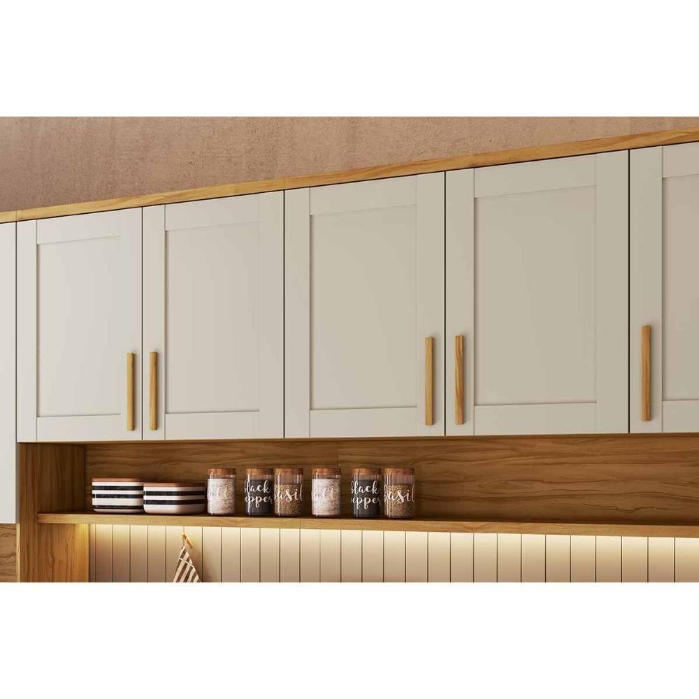Kit Cozinha Modulada 4 Peças Riesling (2aéreos+1balcão+1paneleiro) C4p229 Amendoa-off White - Ronipa - 5