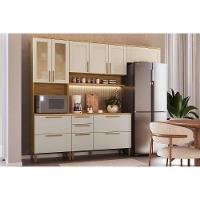 Kit Cozinha Modulada 4 Peças Riesling (2aéreos+1balcão+1paneleiro) C4p229 Amendoa-off White - Ronipa - 1