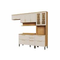 Kit Cozinha Modulada 4 Peças Riesling (2aéreos+1balcão+1paneleiro) C4p229 Amendoa-off White - Ronipa