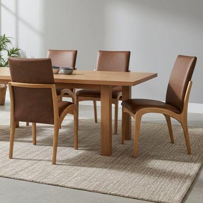 Kit 4 Cadeira Aura Estofada Estrutura Em Madeira Maciça Courino Marrom Conforto Para Sala De Jantar Mobília Decor