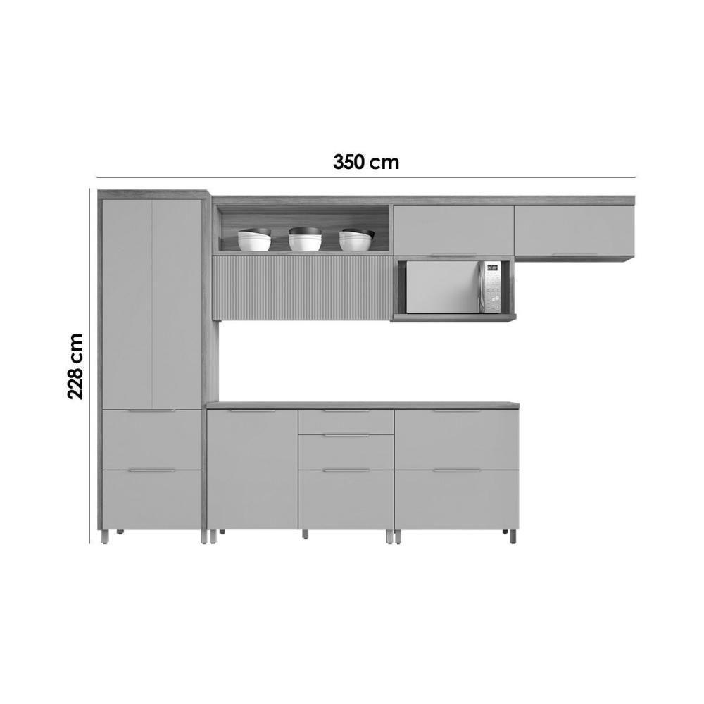 Kit Cozinha Modulada 6 Peças Marquesa (3aéreos+2balcões+1paneleiro) C6p86 Nature-verde - Nesher - 3