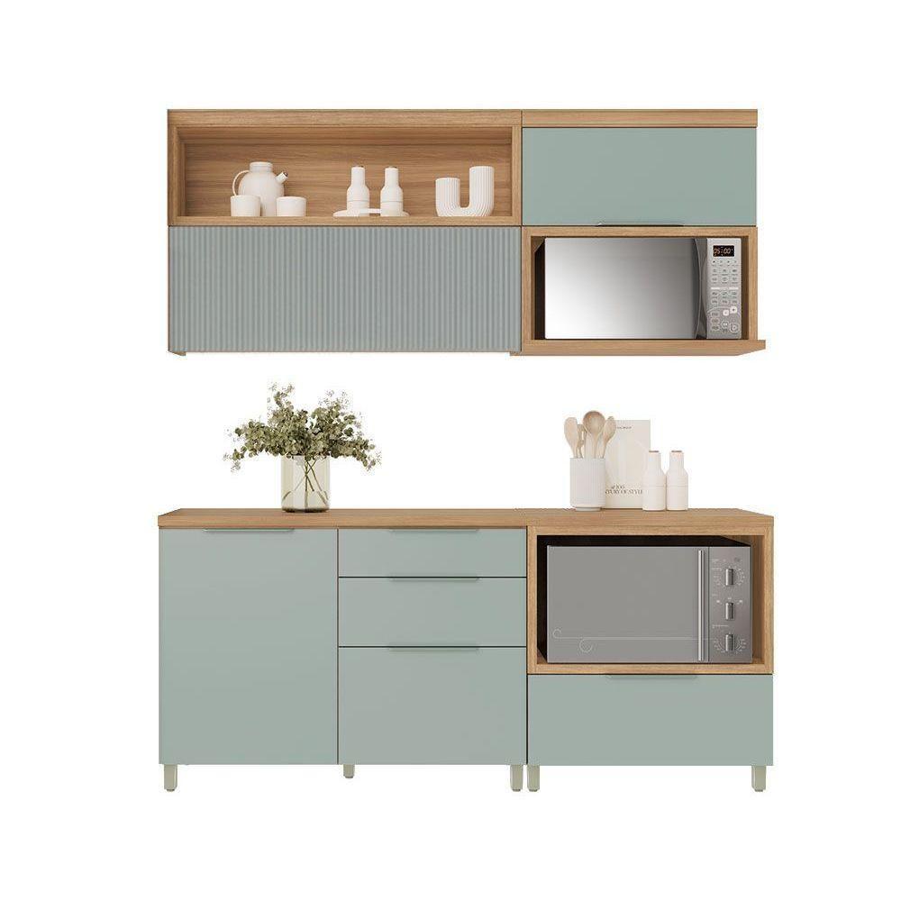 Kit De Cozinha Completa 4 Peças Marquesa (2aéreos+2balcões) C4p24 Nature-verde - Nesher - 1