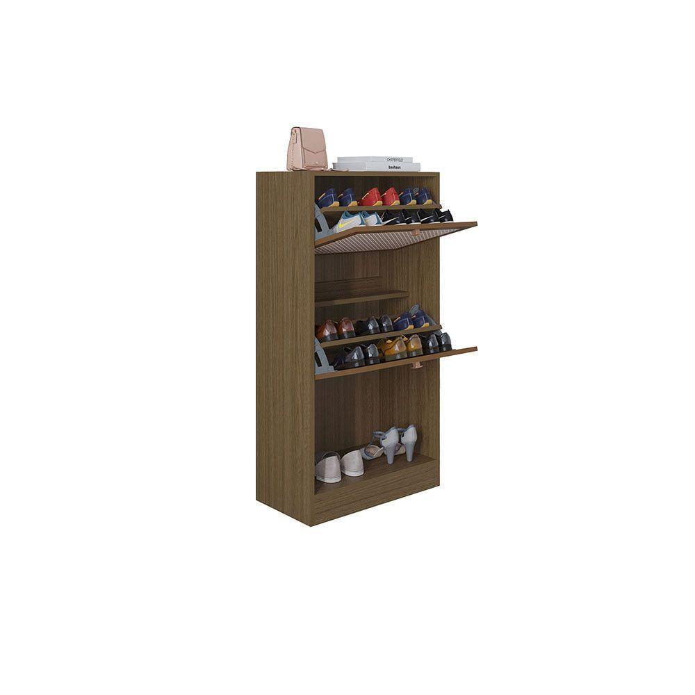 Kit 2 Sapateiras Tropical 2 Portas Multiuso Vertical Poquema Carvalho - 4