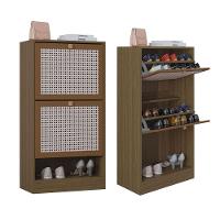 Kit 2 Sapateiras Tropical 2 Portas Multiuso Vertical Poquema Carvalho - 1