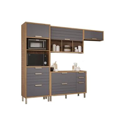 Kit de Cozinha Completa Eloise 3 Portas 2 Gavetas MDF 120cm Titânio com Nicho para Forno