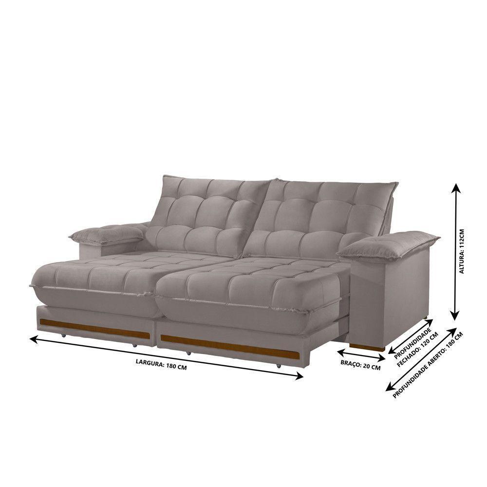 Sofá Retrátil Barcelona 1,80m 2 Lugares Molas Ensacadas Txr Bege - 3