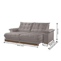 Sofá Retrátil Barcelona 1,80m 2 Lugares Molas Ensacadas Txr Bege - 3