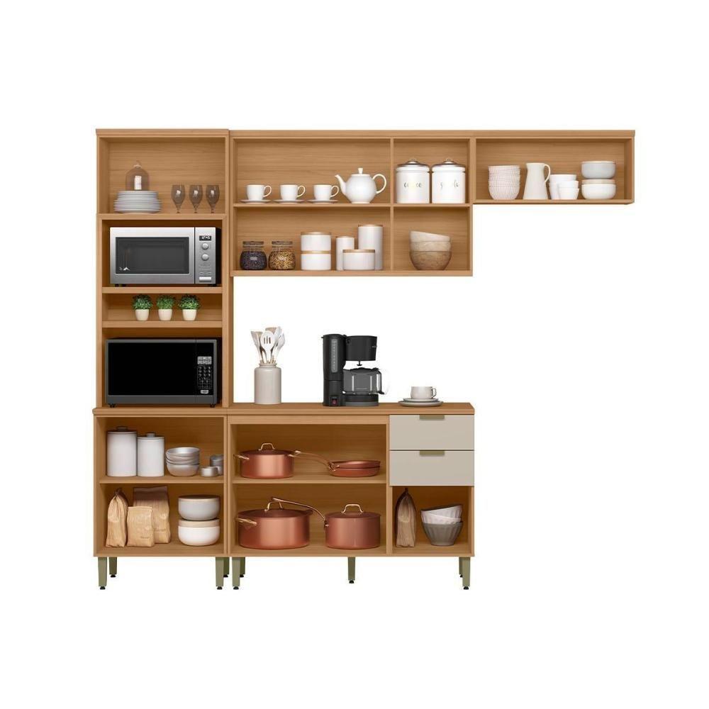 Kit Cozinha Modulada 4 Peças Selene (2aéreos+1balcão+1torrequente) Cp08 Jequitiba-off White Fosco - Linea Brasil - 3