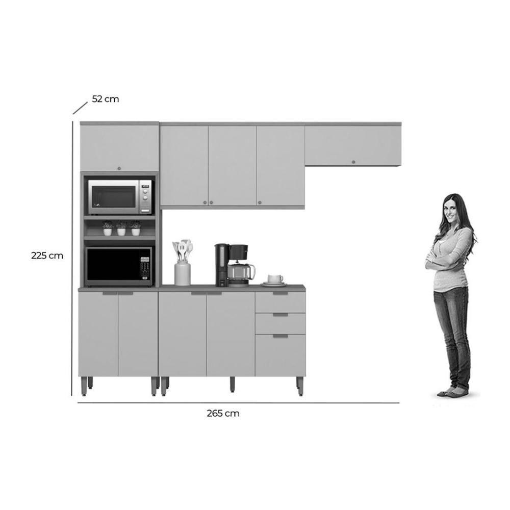 Kit Cozinha Modulada 4 Peças Selene (2aéreos+1balcão+1torrequente) Cp08 Jequitiba-off White Fosco - Linea Brasil - 4