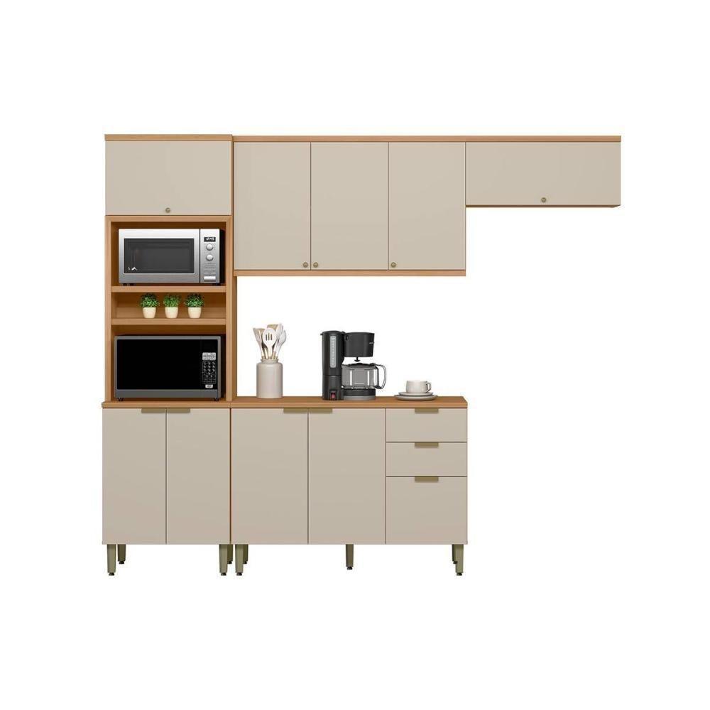 Kit Cozinha Modulada 4 Peças Selene (2aéreos+1balcão+1torrequente) Cp08 Jequitiba-off White Fosco - Linea Brasil - 10