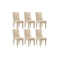 Kit 6 Cadeiras Sala Jantar Maldivas 6 Un Madeira Capuccino-suede Creme - Rufato - 1