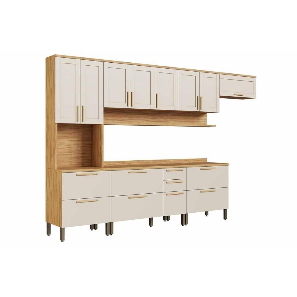 Kit Cozinha Modulada 6 Peças Riesling (3aéreos+2balcões+1paneleiro) C6p110 Amendoa-off White - Ronipa - 4