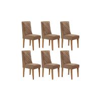 Kit 6 Cadeiras Sala Jantar Pietá 6 Un Naturalle-suede Capuccino - Rufato - 1