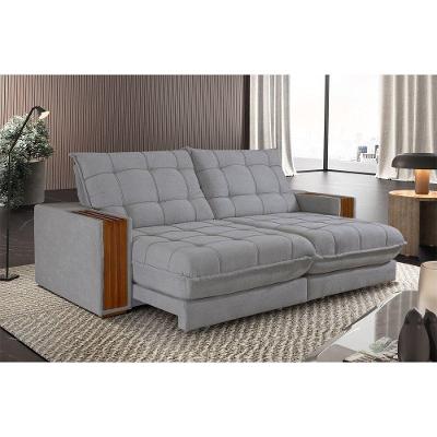 Sofá Retrátil Berlim 2,50m 4 Lugares Molas Ensacadas Txr Prata