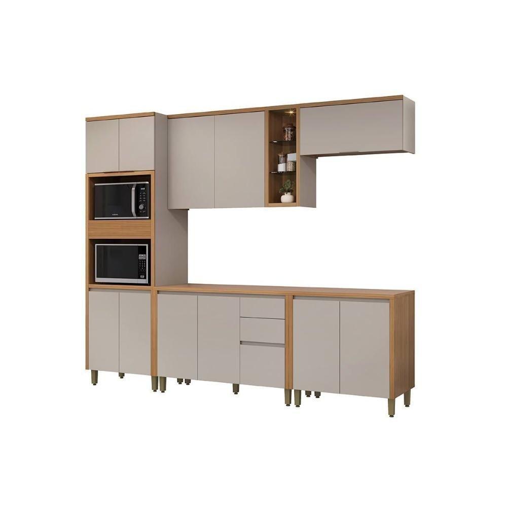 Kit Cozinha Modulada 5 Peças Allure (2aéreos+2balcões+1torrequente) Cp12 Jequitiba-gris Fosco - Linea Brasil - 9