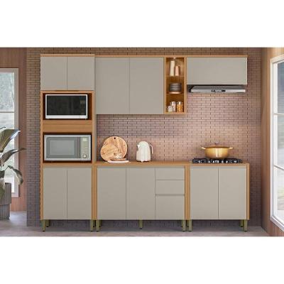 Kit Cozinha Modulada 5 Peças Allure (2aéreos+2balcões+1torrequente) Cp12 Jequitiba-gris Fosco - Linea Brasil