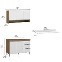 Kit Balcão Tampo Cozinha Armário Aéreo 120cm Mdp Menu Móveis Branco - 3