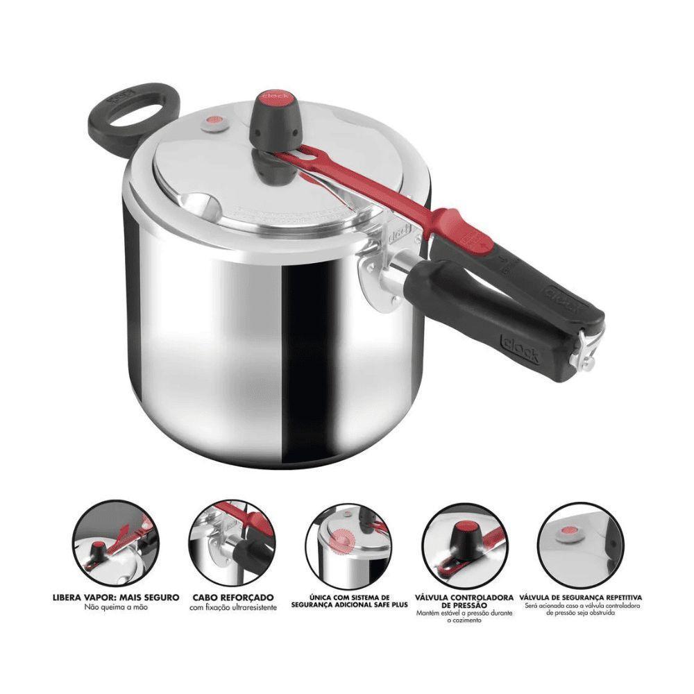 Panela De Pressao Clock 7,0l Com Fechamento Interno Aluminio Polido - 7