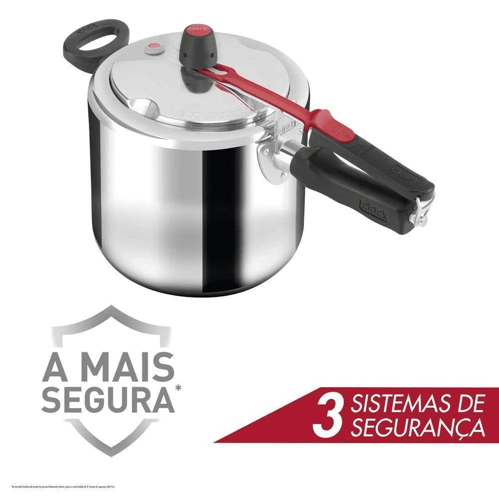 Panela De Pressao Clock 7,0l Com Fechamento Interno Aluminio Polido - 10