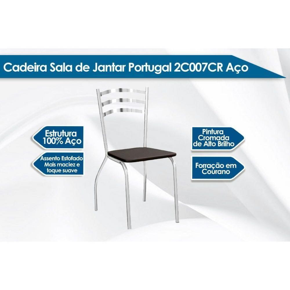 Kit 2 Cadeiras Sala Jantar Portugal 2c007cr Aço 2 Un Cromado-boucle Cinza - Kappesberg - 2