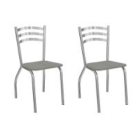 Kit 2 Cadeiras Sala Jantar Portugal 2c007cr Aço 2 Un Cromado-boucle Cinza - Kappesberg - 1