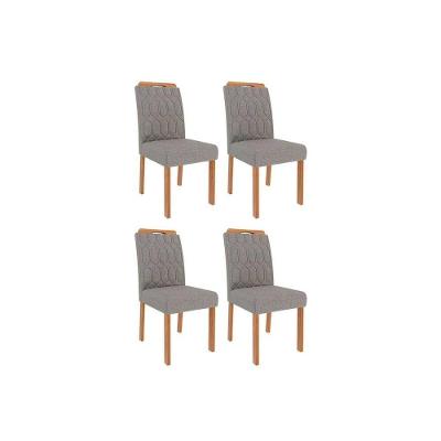 Kit 4 Cadeiras De Cozinha Paola Wood 4 Un Carvalho-linho Grafite - Cimol