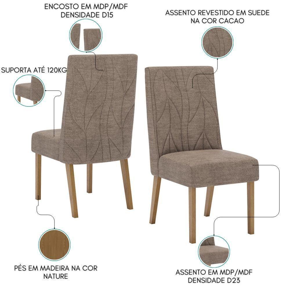 Kit 2 Cadeiras Sala De Jantar Eloa Suede Cacao Henn Suede Cacao - 3