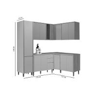 Kit Cozinha Modulada 7 Peças Allure (3aéreos+3balcões+1paneleiro) Cp32 Jequitiba-gris Fosco - Linea Brasil