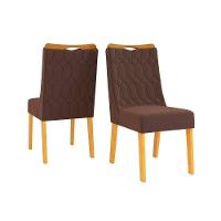 Kit 2 Cadeiras Sala Jantar Bia Cedro-suede Moca Marrom - Dj Móveis - 1