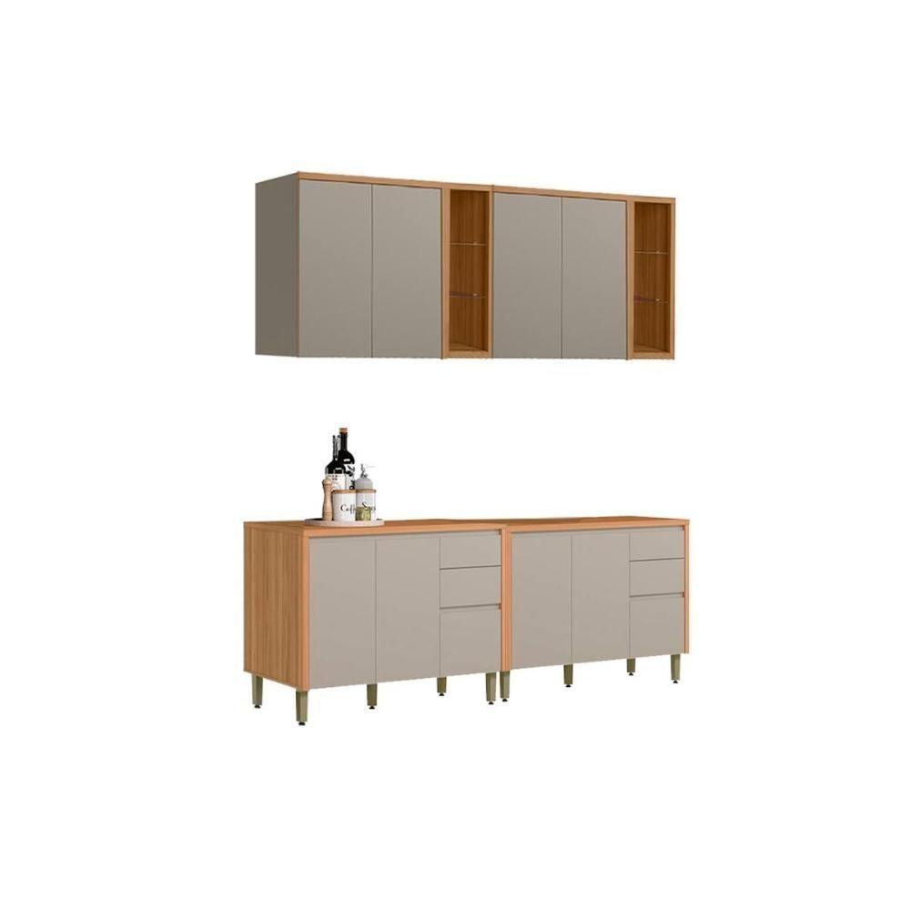 Kit Cozinha Modulada 4 Peças Allure (2aéreos+2balcões) Cp25 Jequitiba-gris Fosco - Linea Brasil - 1
