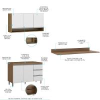 Kit Balcão Tampo Armário Aéreo Cozinha 120cm Menu Móveis Branco - 2