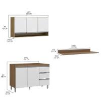 Kit Balcão Tampo Armário Aéreo Cozinha 120cm Menu Móveis Branco - 3