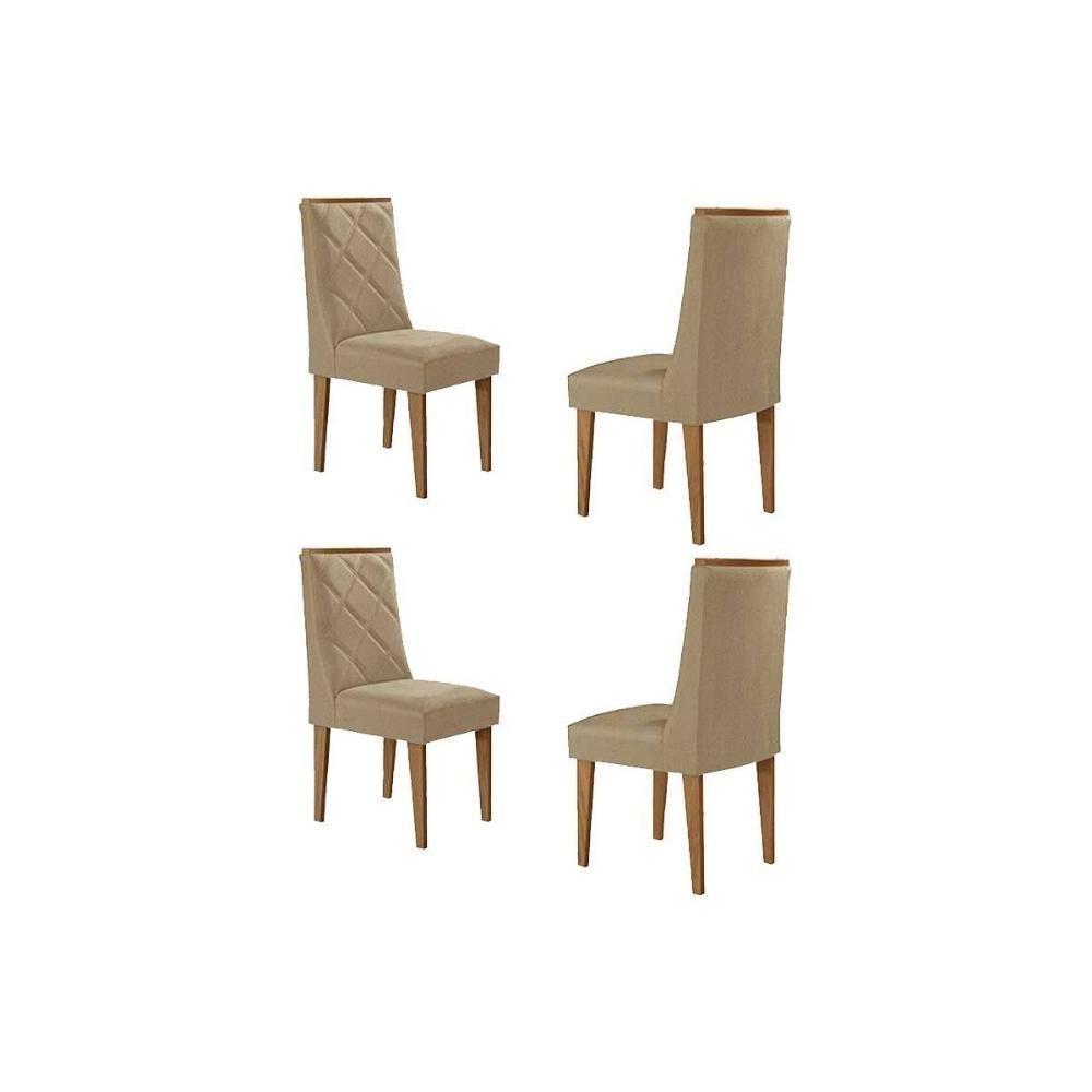 Kit 4 Cadeiras Sala Jantar Pietá 4 Un Madeira Capuccino-suede Creme - Rufato - 1