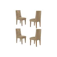 Kit 4 Cadeiras Sala Jantar Pietá 4 Un Madeira Capuccino-suede Creme - Rufato - 1