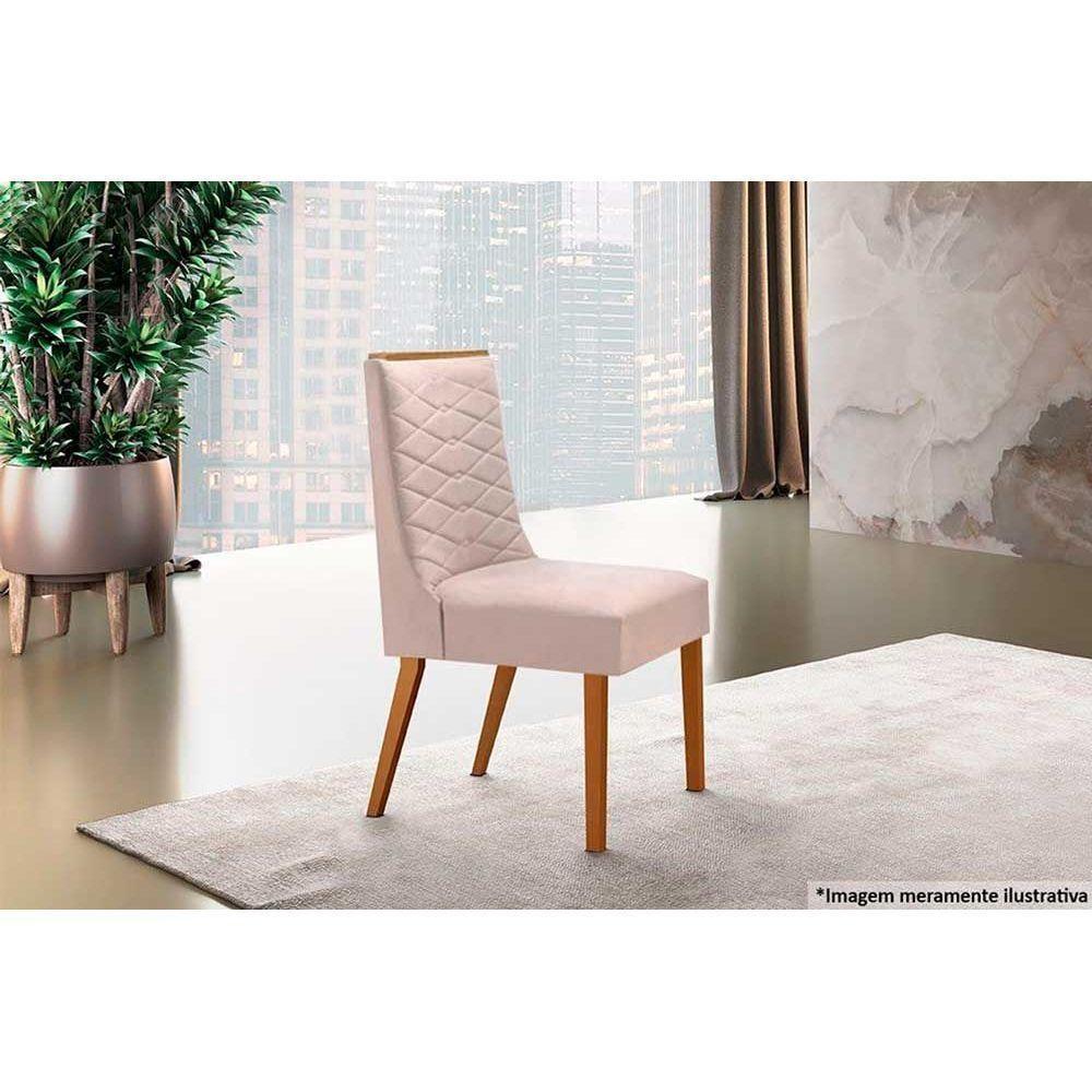 Kit 2 Cadeiras Sala Jantar Dafne 2 Un Madeira Capuccino-suede Marrom - Rufato - 6