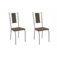 Kit 2 Cadeiras Sala Jantar Lisboa 2c076nk Aço 2 Un Niquel-suede Cappuccino - Kappesberg - 1