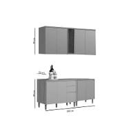 Kit Cozinha Modulada 4 Peças Allure (2aéreos+2balcões) Cp26 Jequitiba-gris Fosco - Linea Brasil