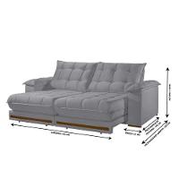 Sofá Retrátil Barcelona 2,30m 4 Lugares Molas Ensacadas Txr Prata - 3