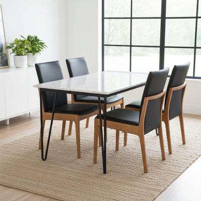 Kit 4 Cadeira Aura Estofada Estrutura Em Madeira Maciça Courino Preto Conforto Para Sala De Jantar Mobília Decor