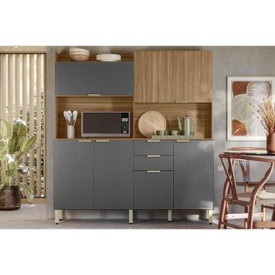 Kit De Cozinha Compacta Pitaya C- 7 Portas E 2 Gavetas 178cm Amendola-grafito Prime Tx - Demóbile