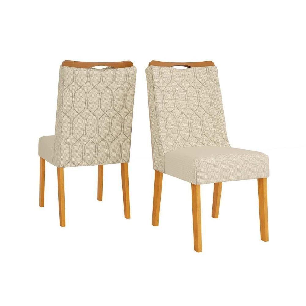 Kit 2 Cadeiras Sala Jantar Bia Cedro-linho Neve - Dj Móveis - 1