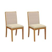 Kit 2 Cadeiras Sala Jantar Lara 2cmm009ca Premium Madeira Maciça 2 Un Carvalho-linho Bege Argila-tela Bege - Kappesberg - 1