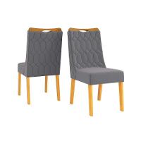 Kit 2 Cadeiras De Cozinha Bia Cedro-suede Lunar Grafite - Dj Móveis - 1